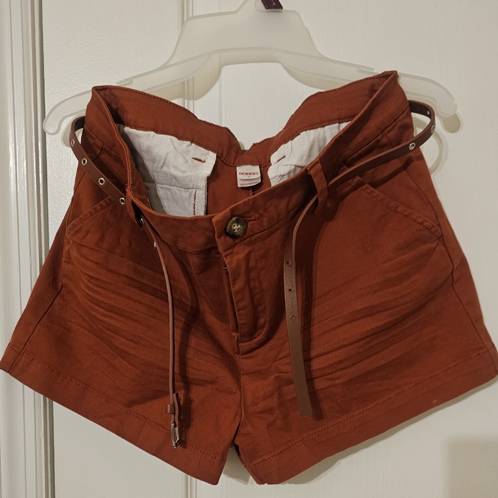BONGO High Waist Rust Shorts with Belt